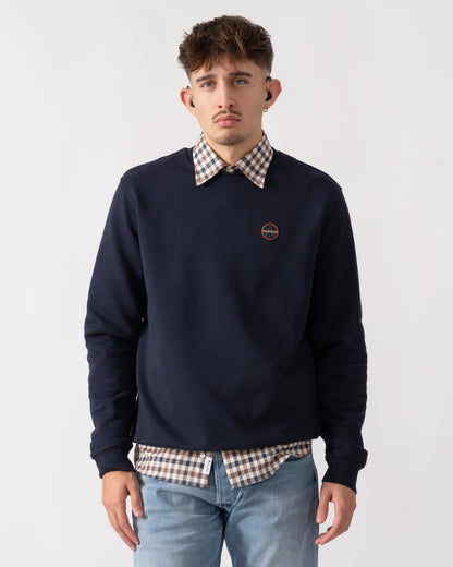 Napapijri Badge Mens Crew Neck Sweatshirt - Blue Marine 176