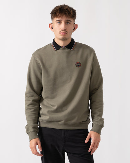Napapijri Badge Mens Crew Neck Sweatshirt - Tea Leaf G0A