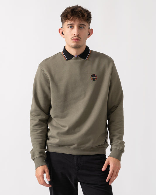 Napapijri Badge Mens Crew Neck Sweatshirt - Tea Leaf G0A