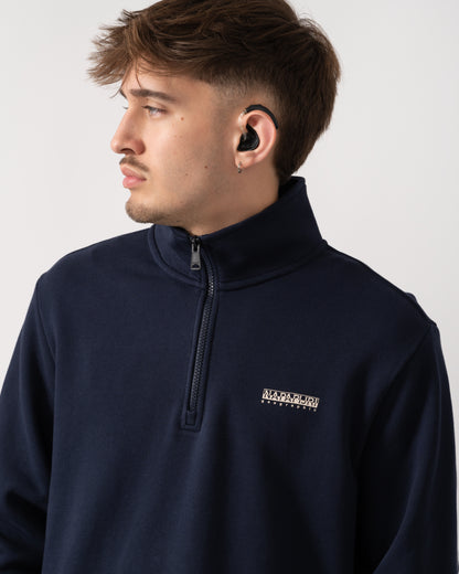 Napapijri Small Box Mens Half Zip Sweatshirt - Blue Marine 176 - CHO - Designer Mens Sweatshirts