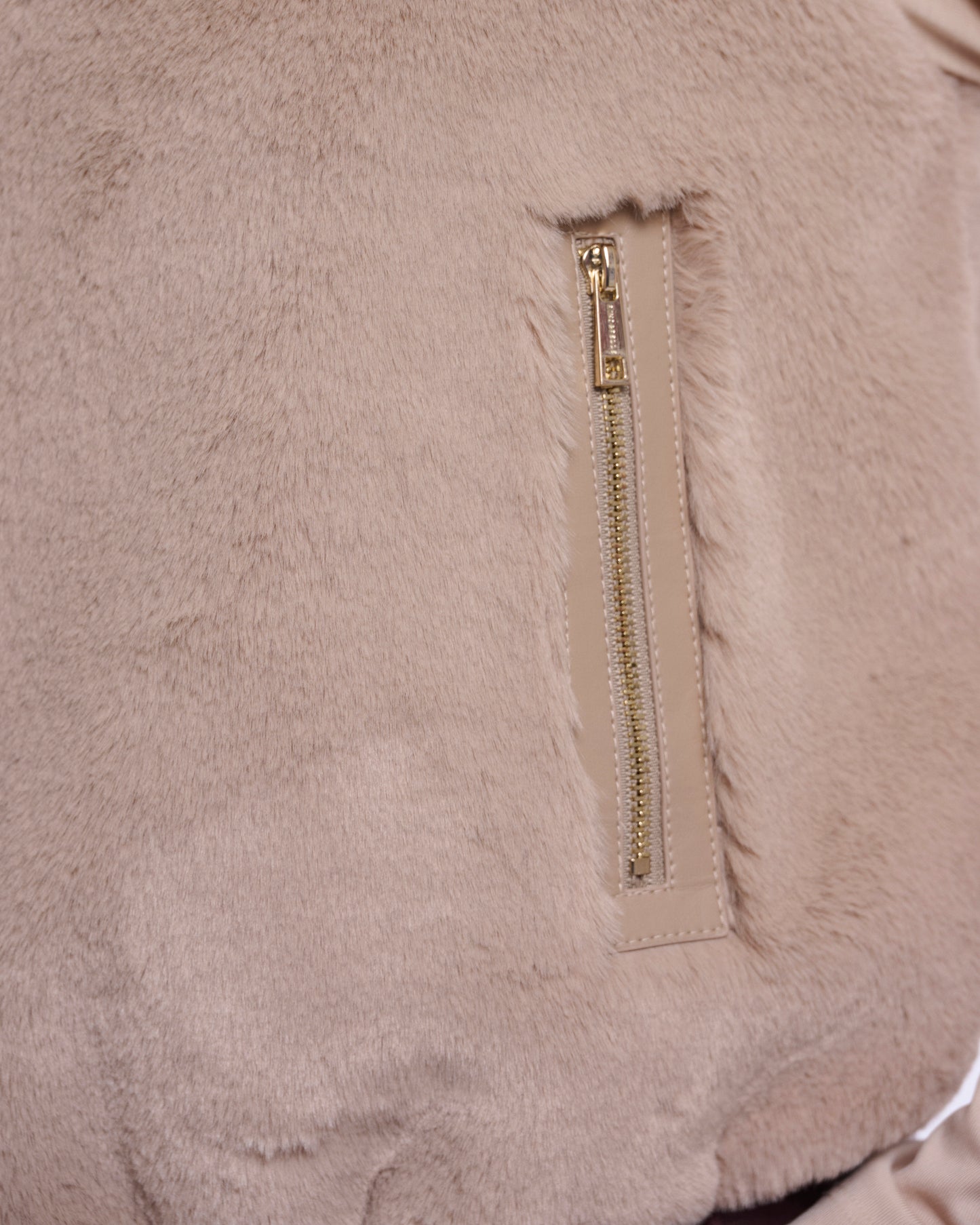 Rino & Pelle Nikki Womens Short Faux Fur Waistcoat - Oat | CHO | Designer Womens Short faux fur waistcoat