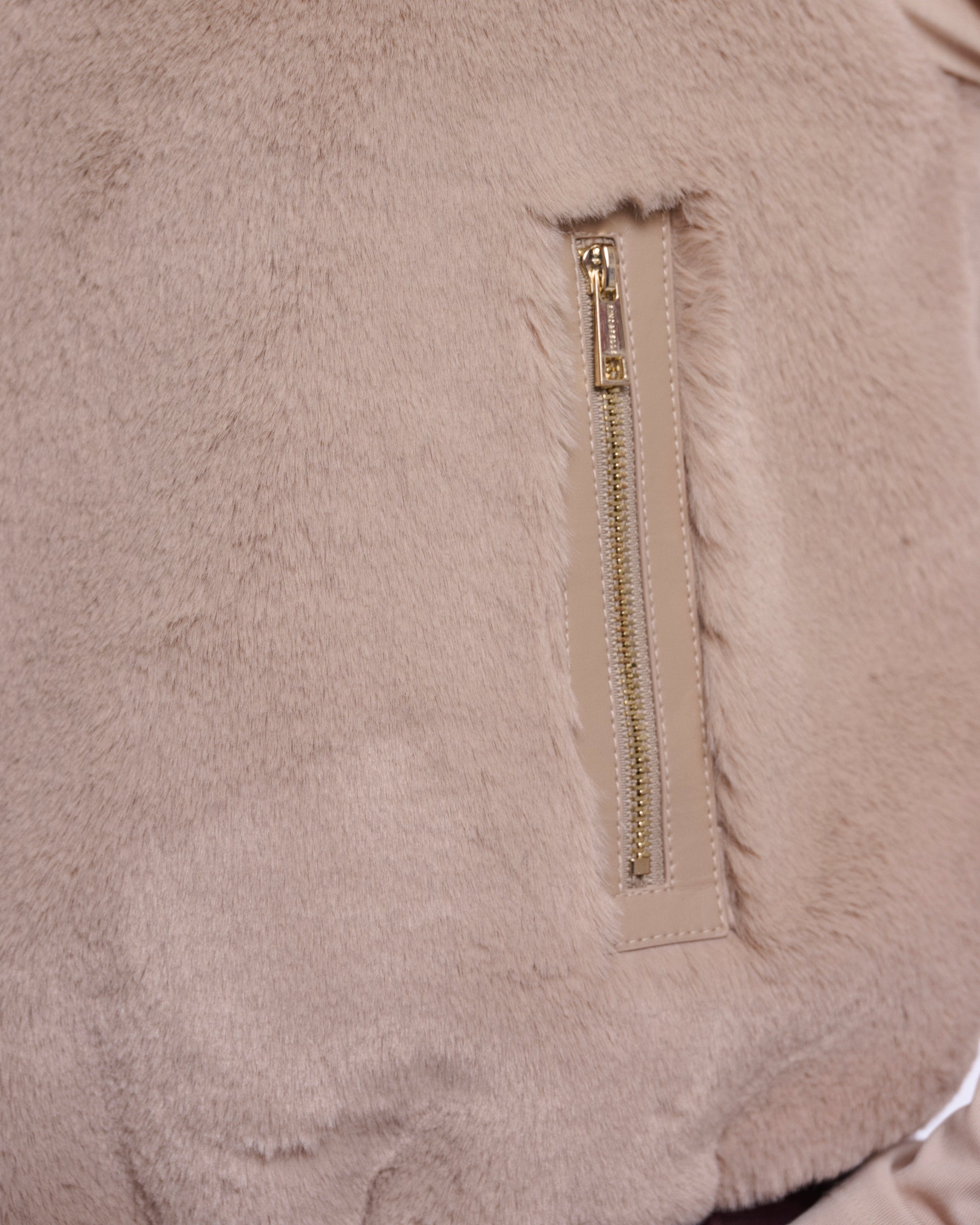Rino & Pelle Nikki Womens Short Faux Fur Waistcoat - Oat | CHO | Designer Womens Short faux fur waistcoat