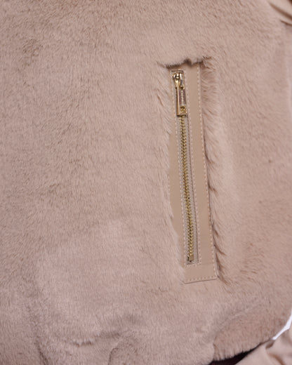 Rino & Pelle Nikki Womens Short Faux Fur Waistcoat - Oat | CHO | Designer Womens Short faux fur waistcoat