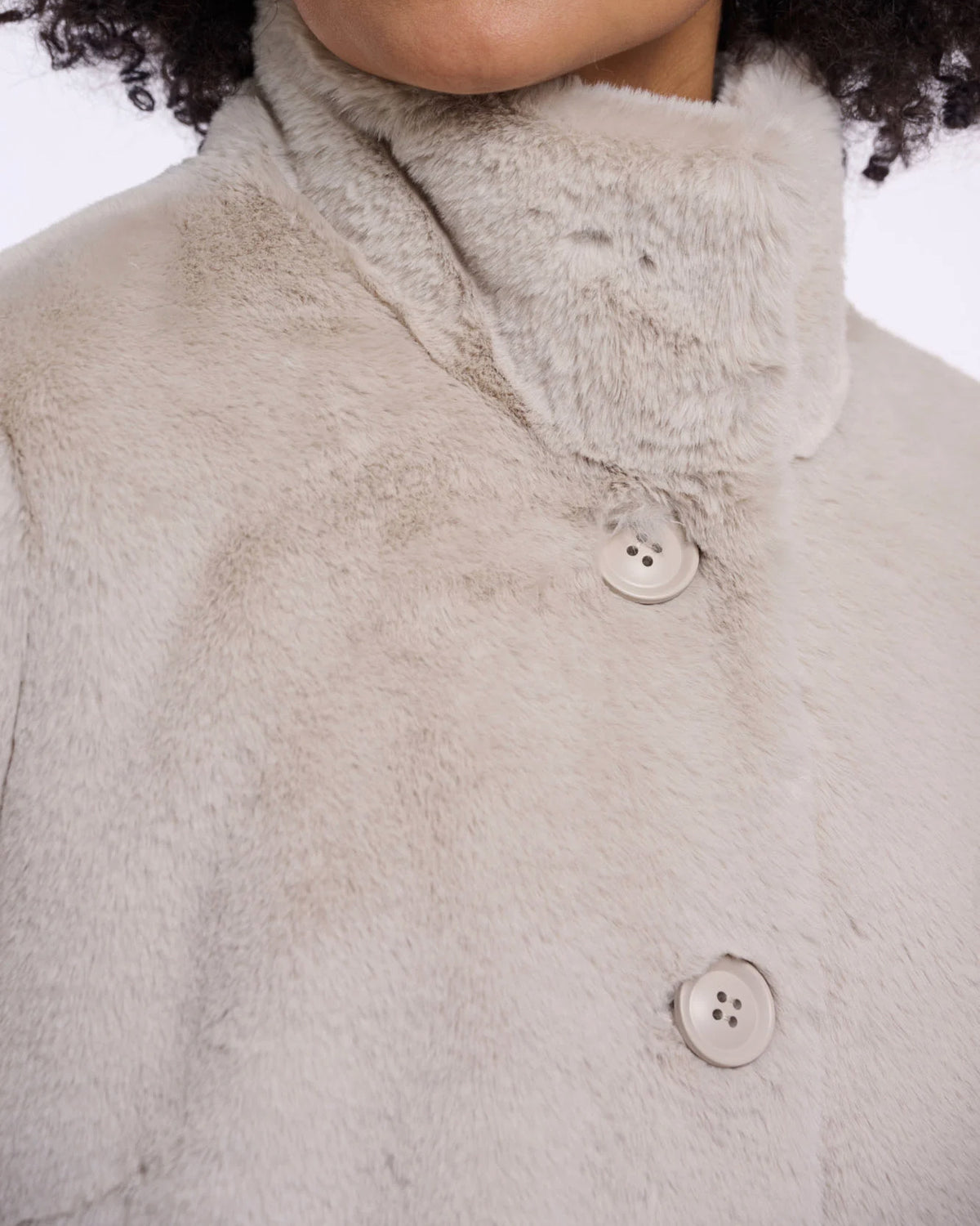 Rino & Pelle Nonna Womens Single Breasted Faux Fur Coat - Birch