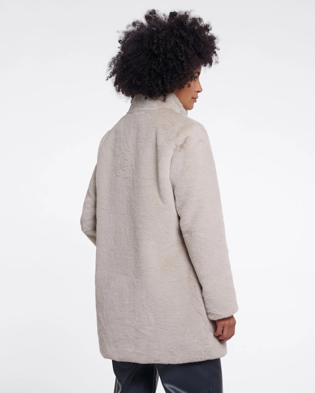 Rino & Pelle Nonna Womens Single Breasted Faux Fur Coat - Birch