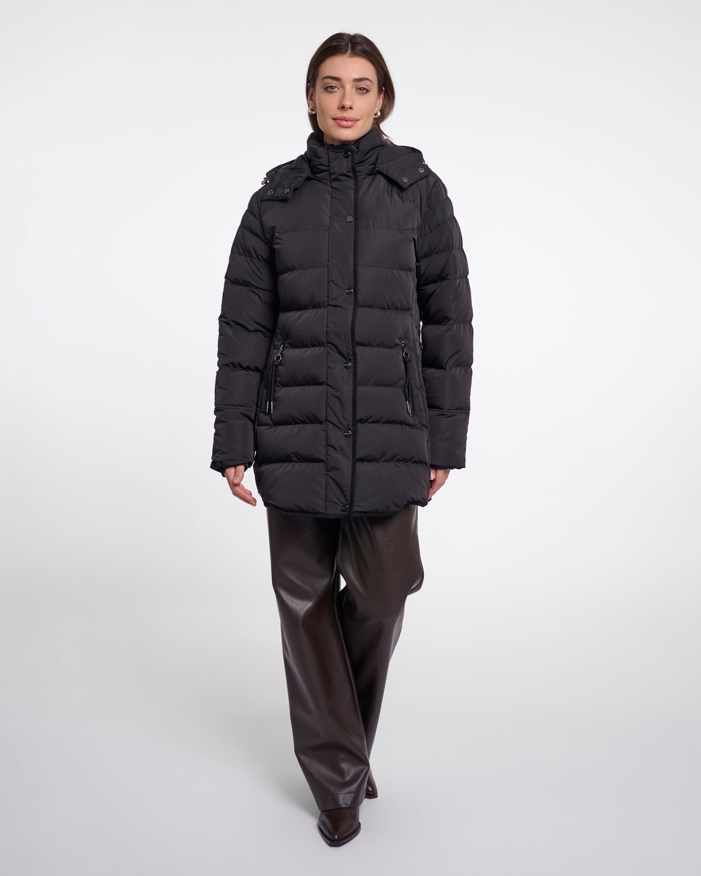 Rino & Pelle Nusa Womens Padded Coat With Detachable Hood - Black | CHO | Designer Womens Padded Coat