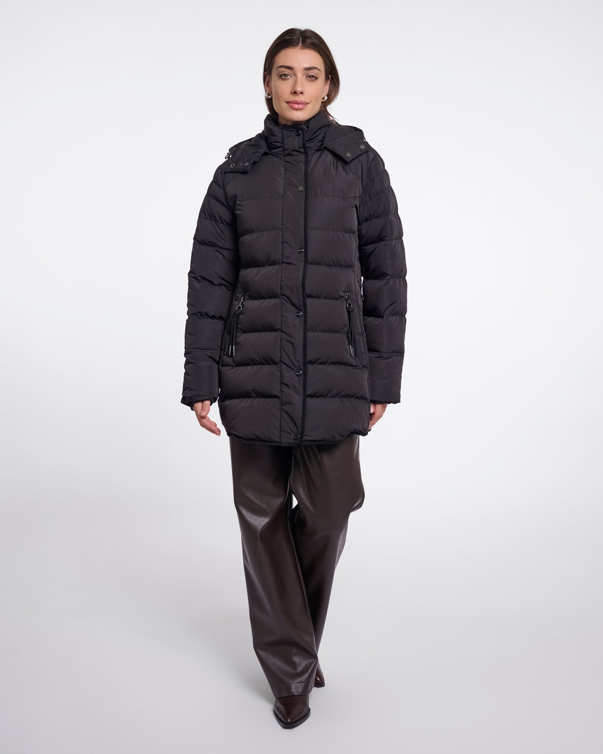 Rino & Pelle Nusa Womens Padded Coat With Detachable Hood - Black | CHO | Designer Womens Padded Coat