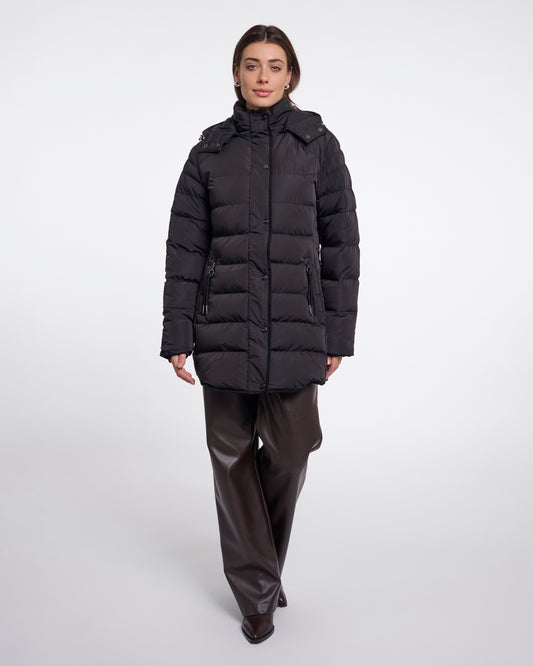 Rino & Pelle Nusa Womens Padded Coat With Detachable Hood - Black