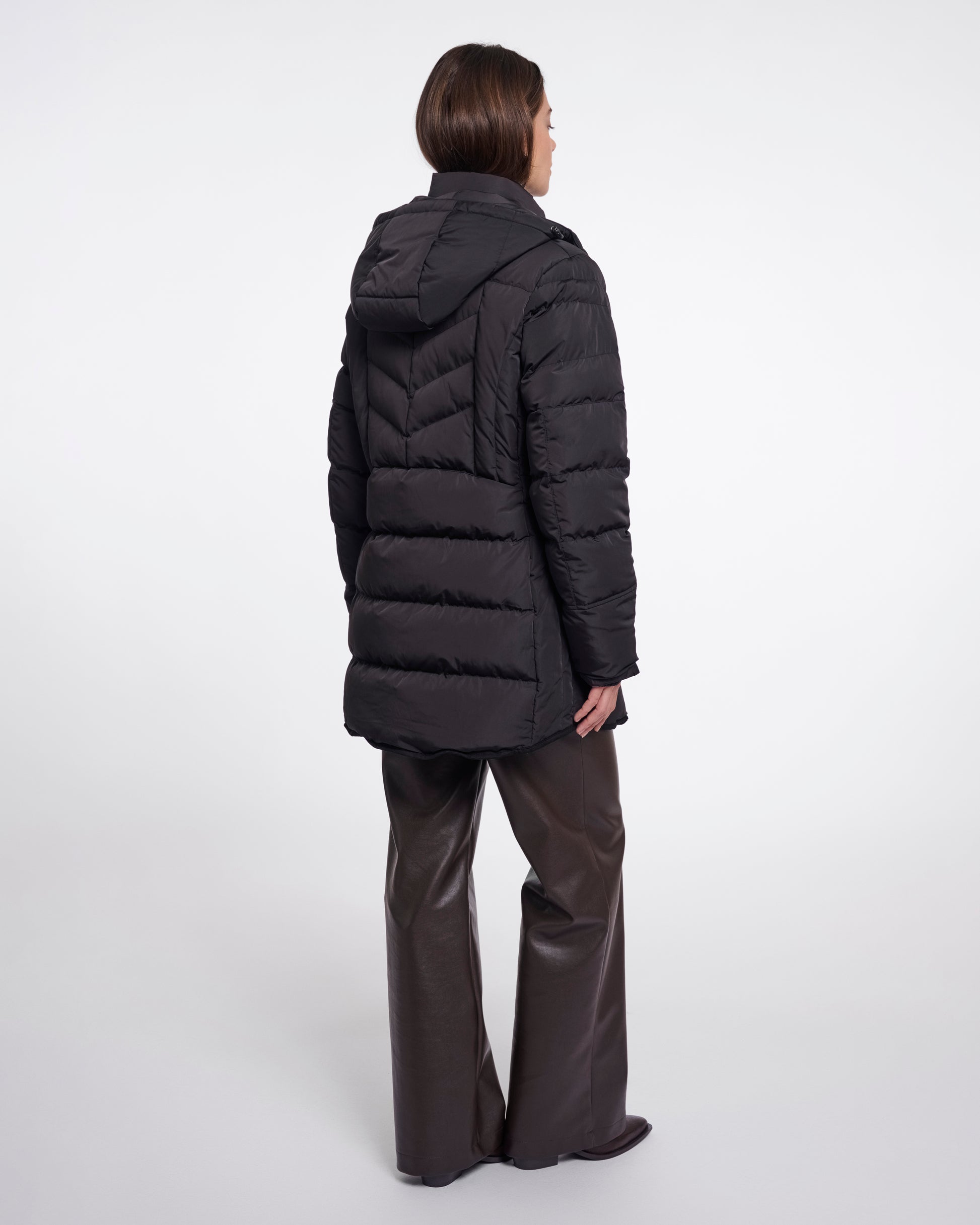 Rino & Pelle Nusa Womens Padded Coat With Detachable Hood - Black | CHO | Designer Womens Padded Coat
