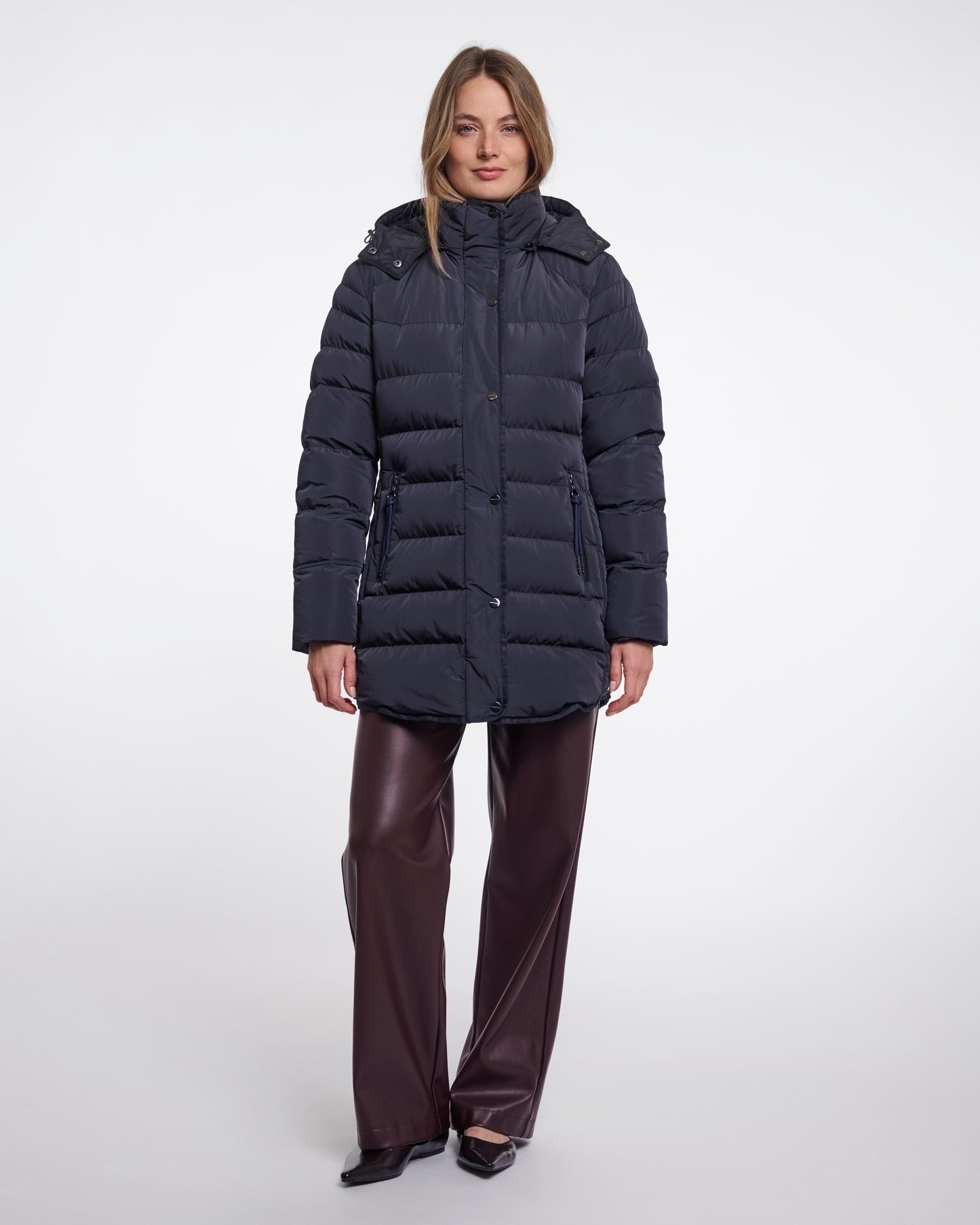 Rino & Pelle Nusa Womens Padded Coat With Detachable Hood - Dark Navy