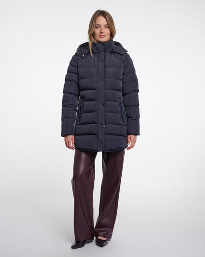 Rino & Pelle Nusa Womens Padded Coat With Detachable Hood - Dark Navy