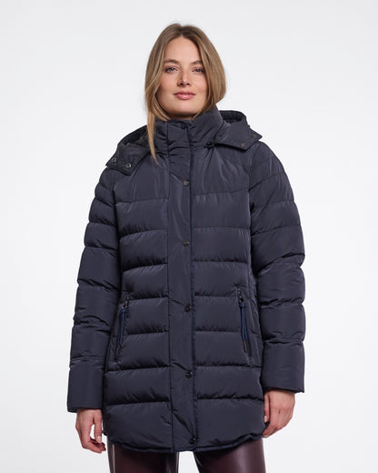 Rino & Pelle Nusa Womens Padded Coat With Detachable Hood - Dark Navy