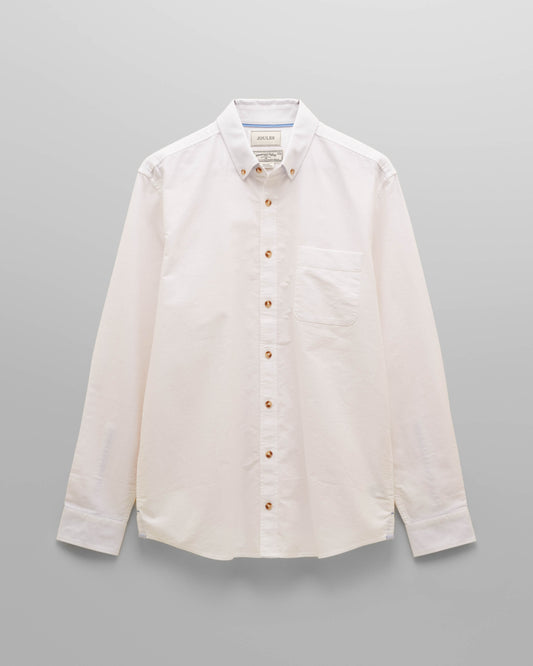 Joules Mens Classic Fit Plain Oxford Shirt - White