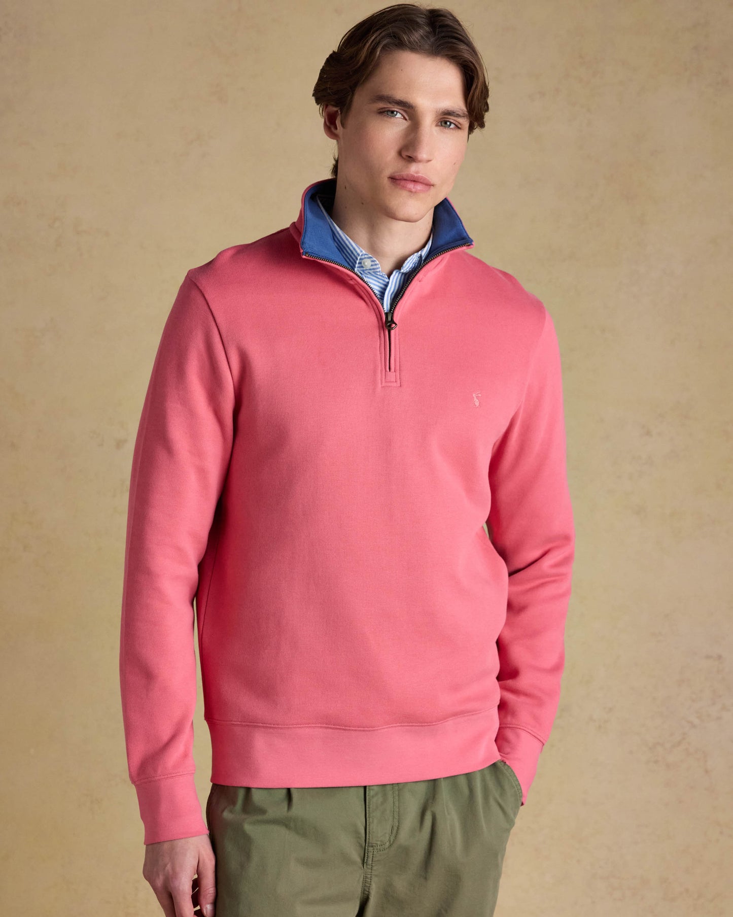 Joules Alistair Mens 1/4 Zip Sweatshirt - Pink