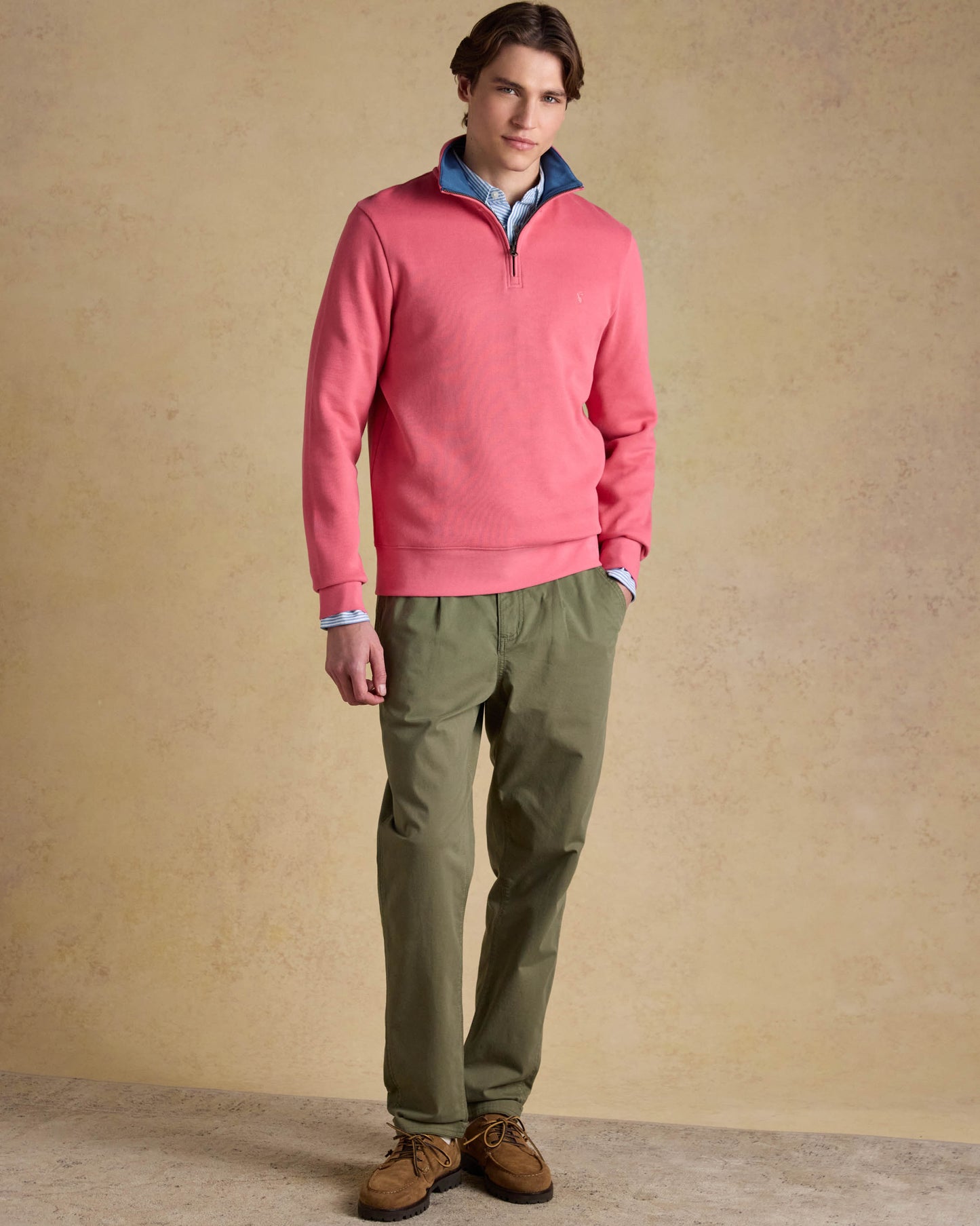 Joules Alistair Mens 1/4 Zip Sweatshirt - Pink