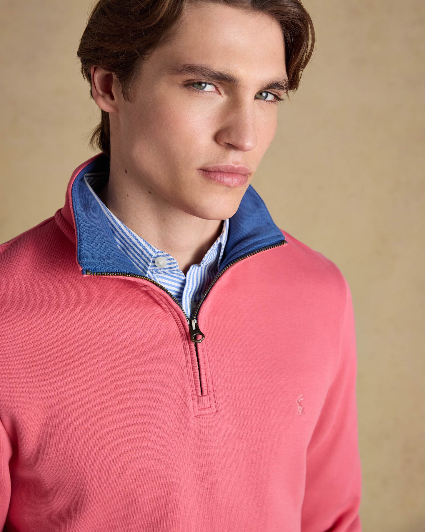 Joules Alistair Mens 1/4 Zip Sweatshirt - Pink