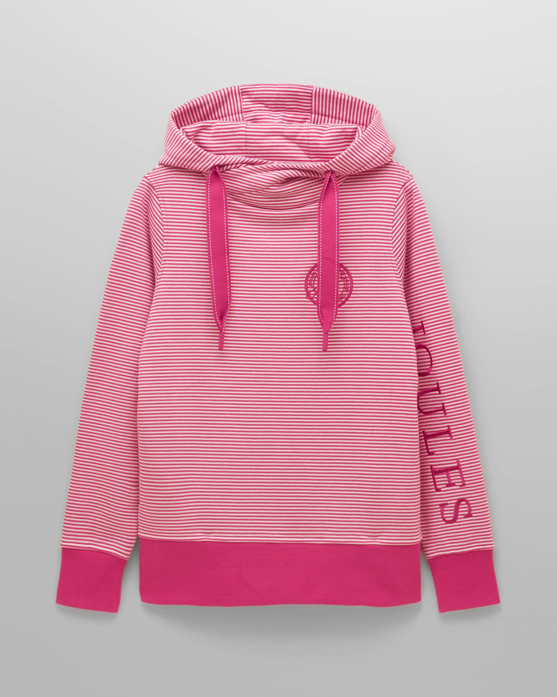 Joules Rushton Womens Cowl Neck Hoodie - Pink/White - CHO - Designer Womens Hoodies