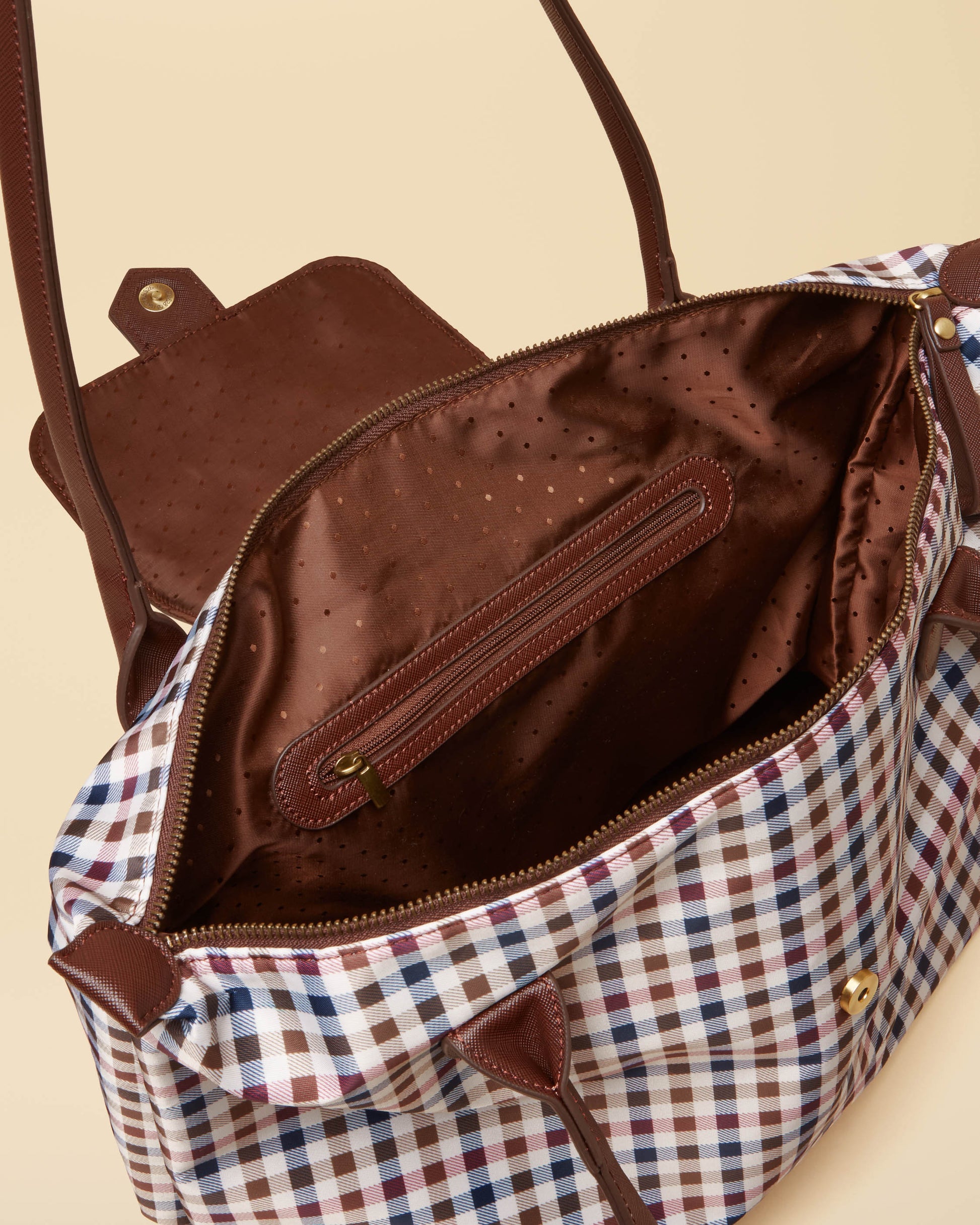 Joules Edie Womens Nylon Tote Bag - Gingham - CHO - Designer Womens Tote Bags