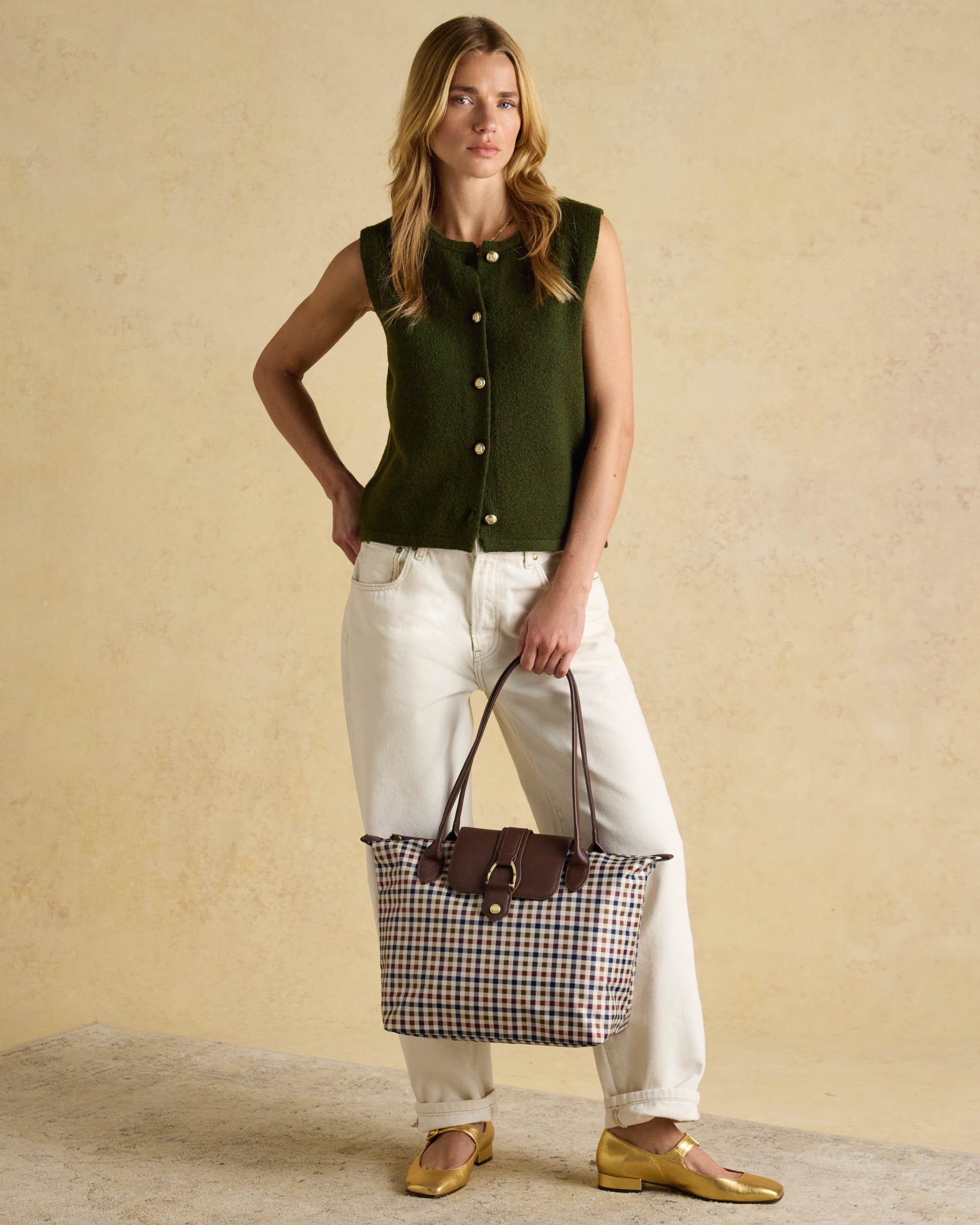 Joules Edie Womens Nylon Tote Bag - Gingham - CHO - Designer Womens Tote Bags