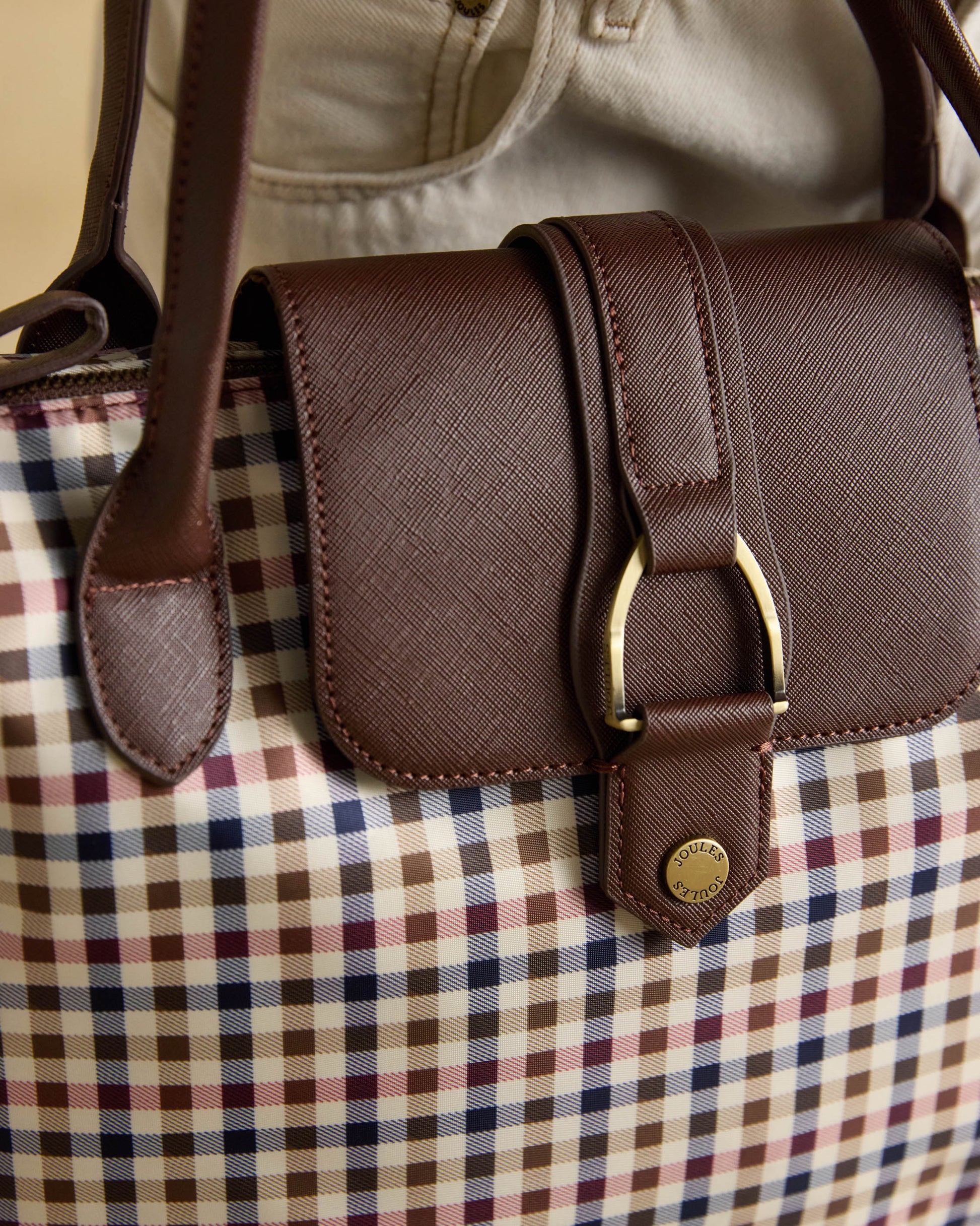 Joules Edie Womens Nylon Tote Bag - Gingham - CHO - Designer Womens Tote Bags