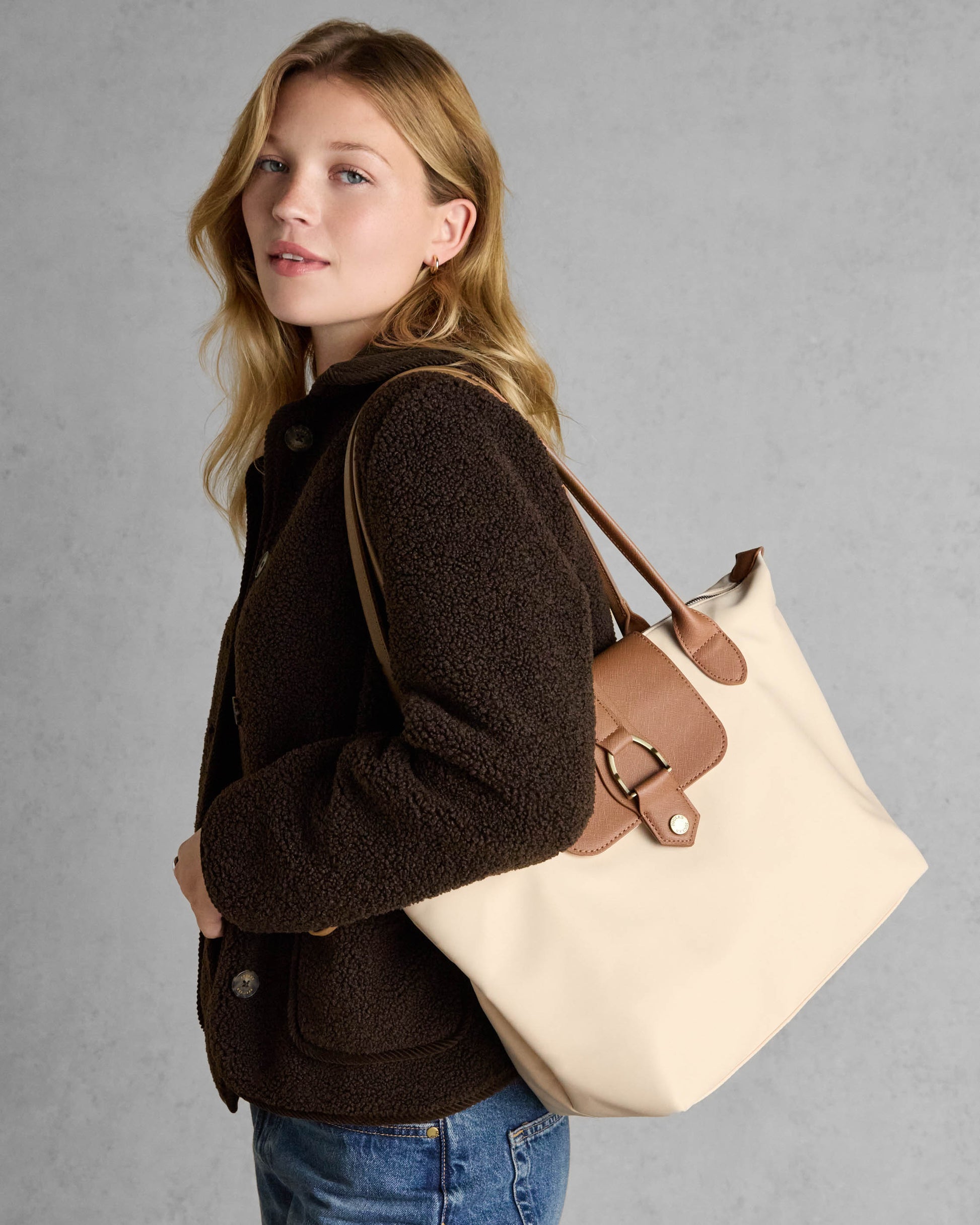 Joules Edie Womens Nylon Tote Bag - Cream - CHO - Designer Womens Tote Bags