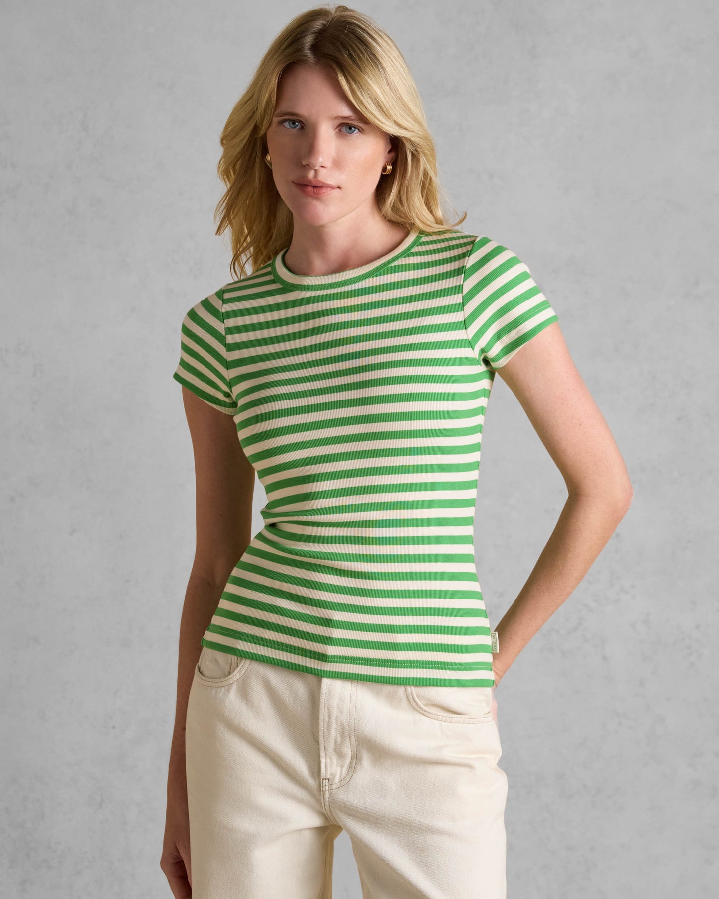 Joules Sophie Womens Short Sleeve T-Shirt - Green Stripe - CHO - Designer 