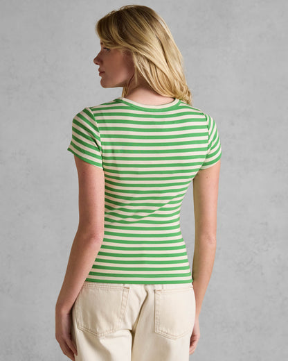 Joules Sophie Womens Short Sleeve T-Shirt - Green Stripe - CHO - Designer 