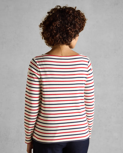Joules New Harbour Womens Striped Breton Top - London Bus Stripe - CHO - Designer Womens Long Sleeve T-Shirts