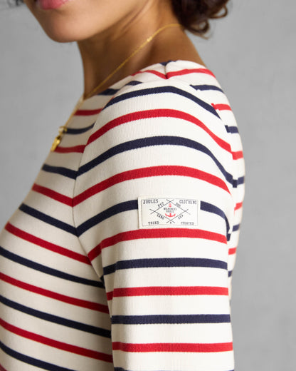 Joules New Harbour Womens Striped Breton Top - London Bus Stripe - CHO - Designer Womens Long Sleeve T-Shirts