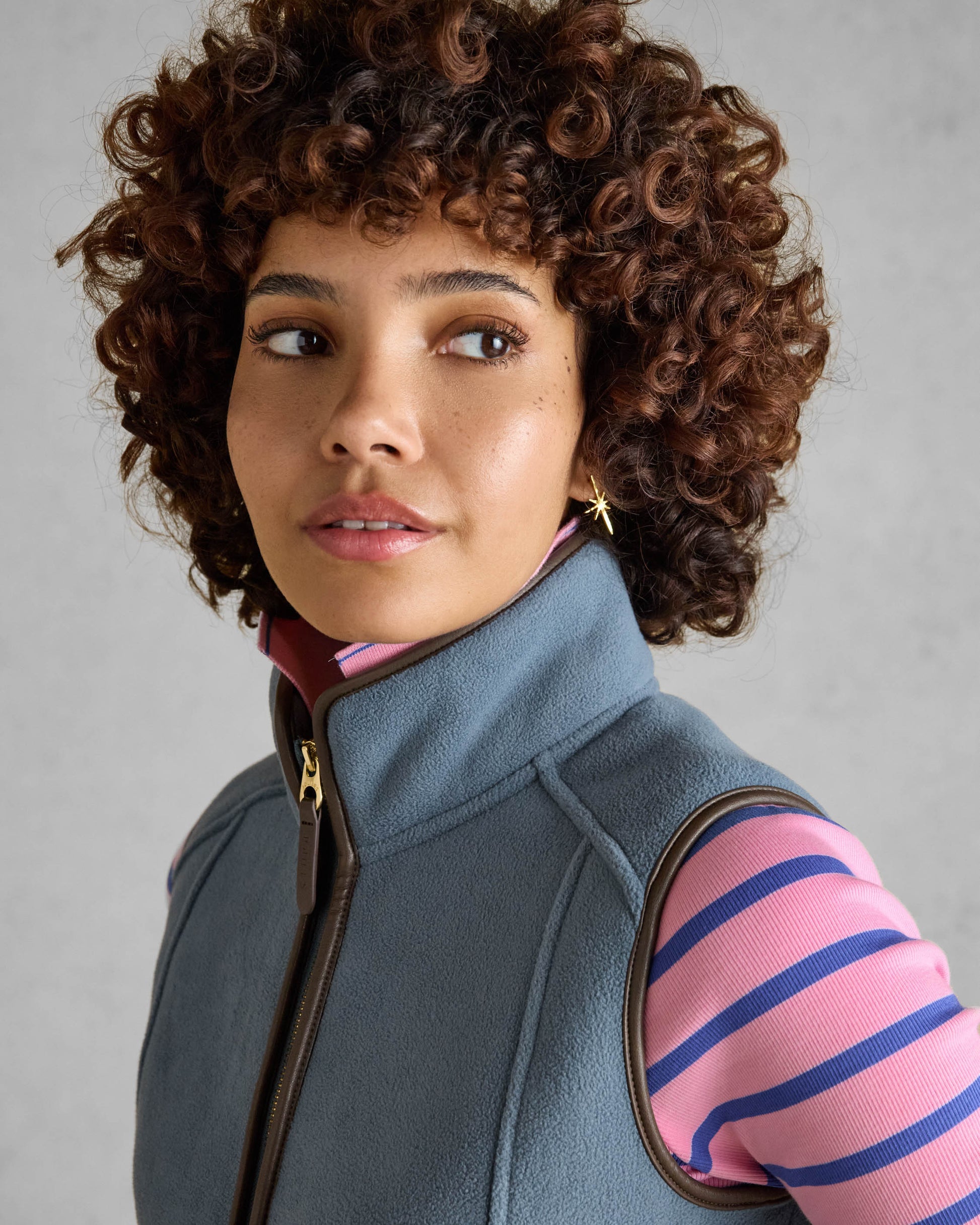 Joules Womens Heritage Gilet - Blue - CHO - Designer Womens Fleece Gilets