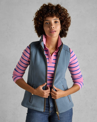 Joules Womens Heritage Gilet - Blue - CHO - Designer Womens Fleece Gilets