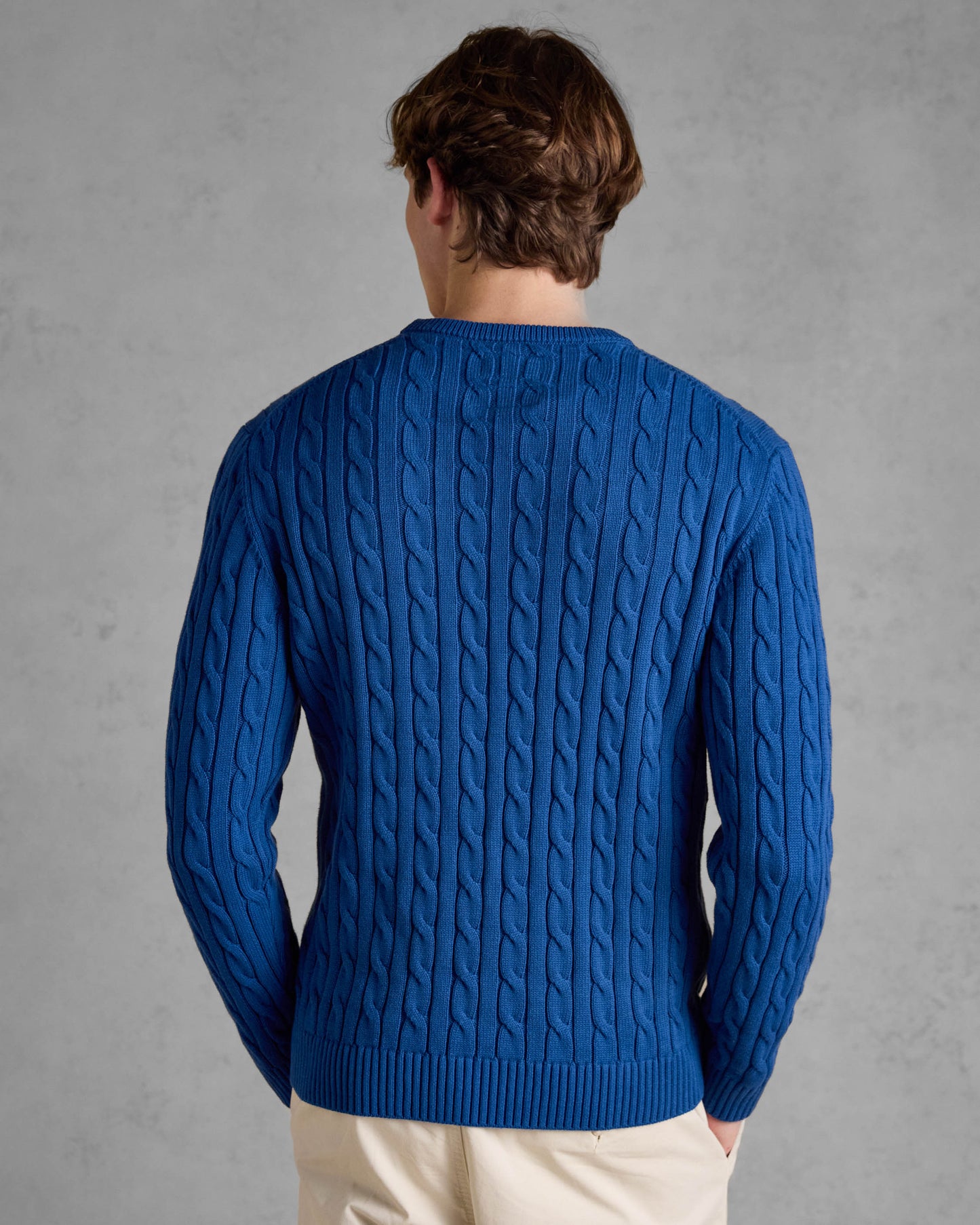 Joules Hillside Mens Cable Knit Crew Neck Jumper - Navy | CHO | Designer 