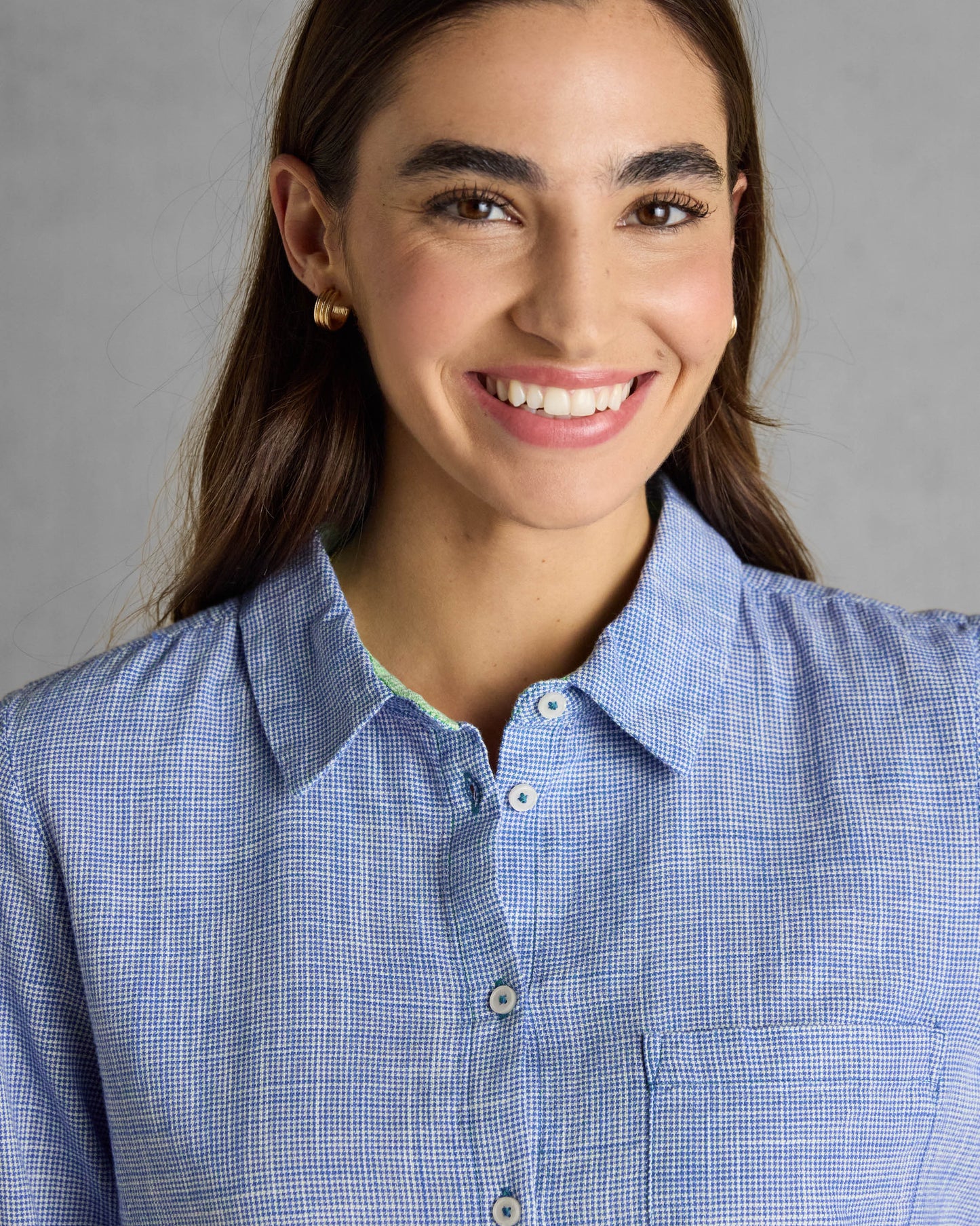 Joules Ida Womens Long Sleeve Shirt - Blue