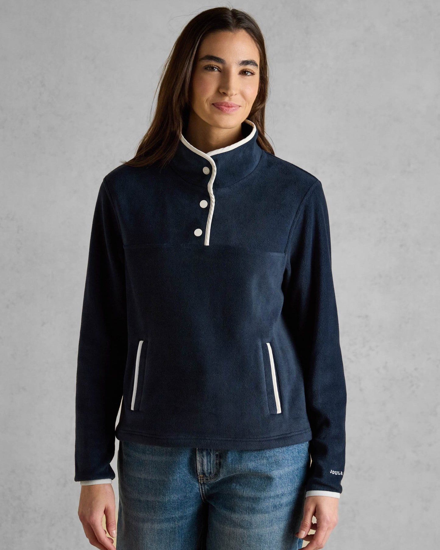 Joules Lulworth Womens 1/4 Zip Funnel Neck Fleece - Navy - CHO - Designer 