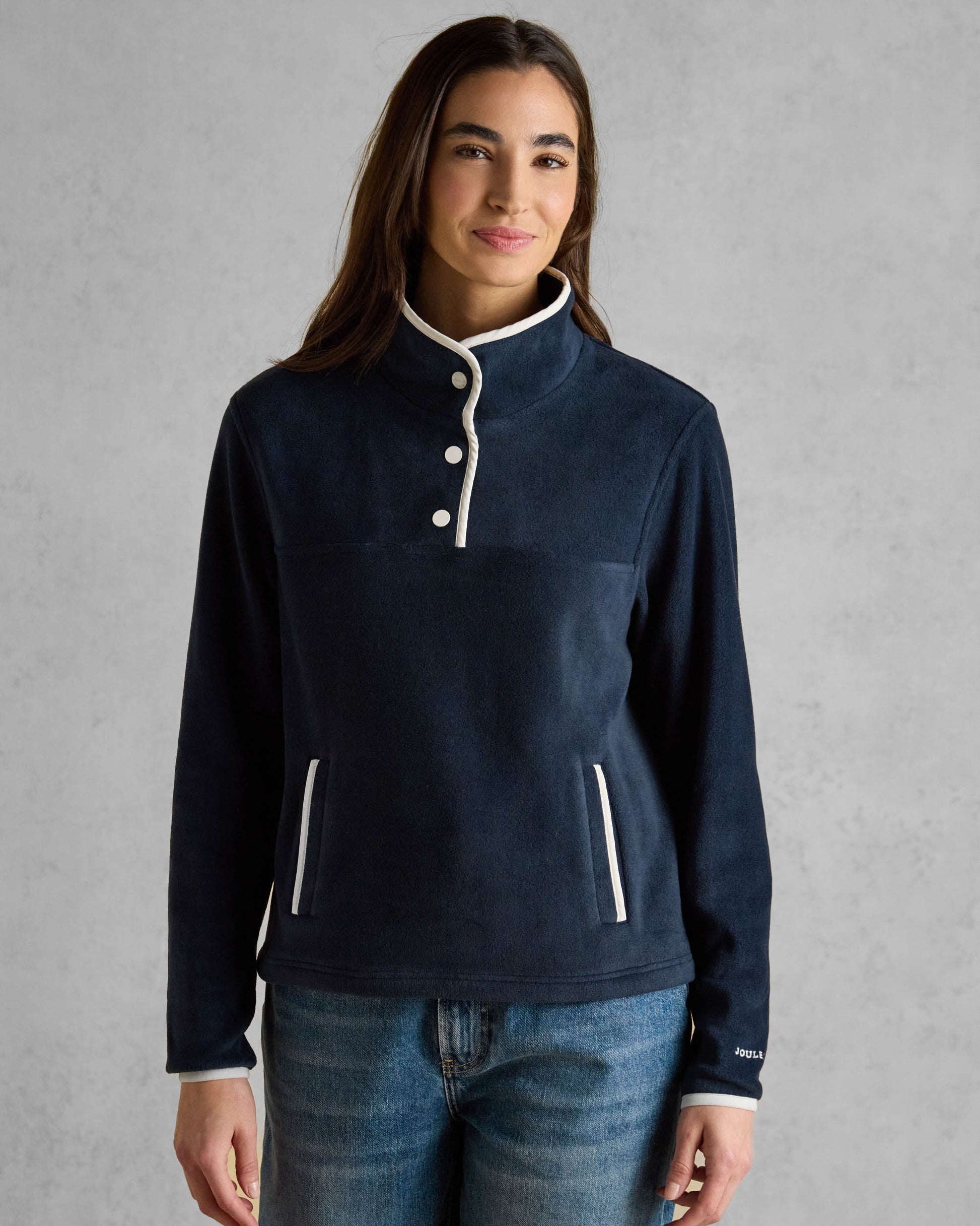 Joules Lulworth Womens 1/4 Zip Funnel Neck Fleece - Navy - CHO - Designer 