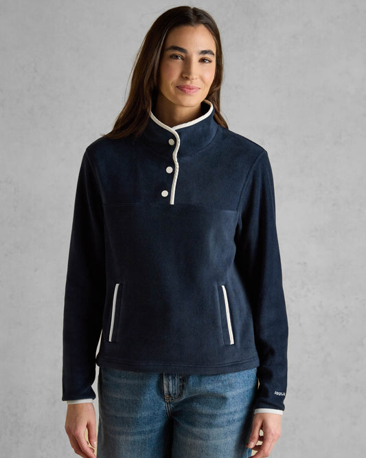 Joules Lulworth Womens 1/4 Zip Funnel Neck Fleece - Navy - CHO - Designer 