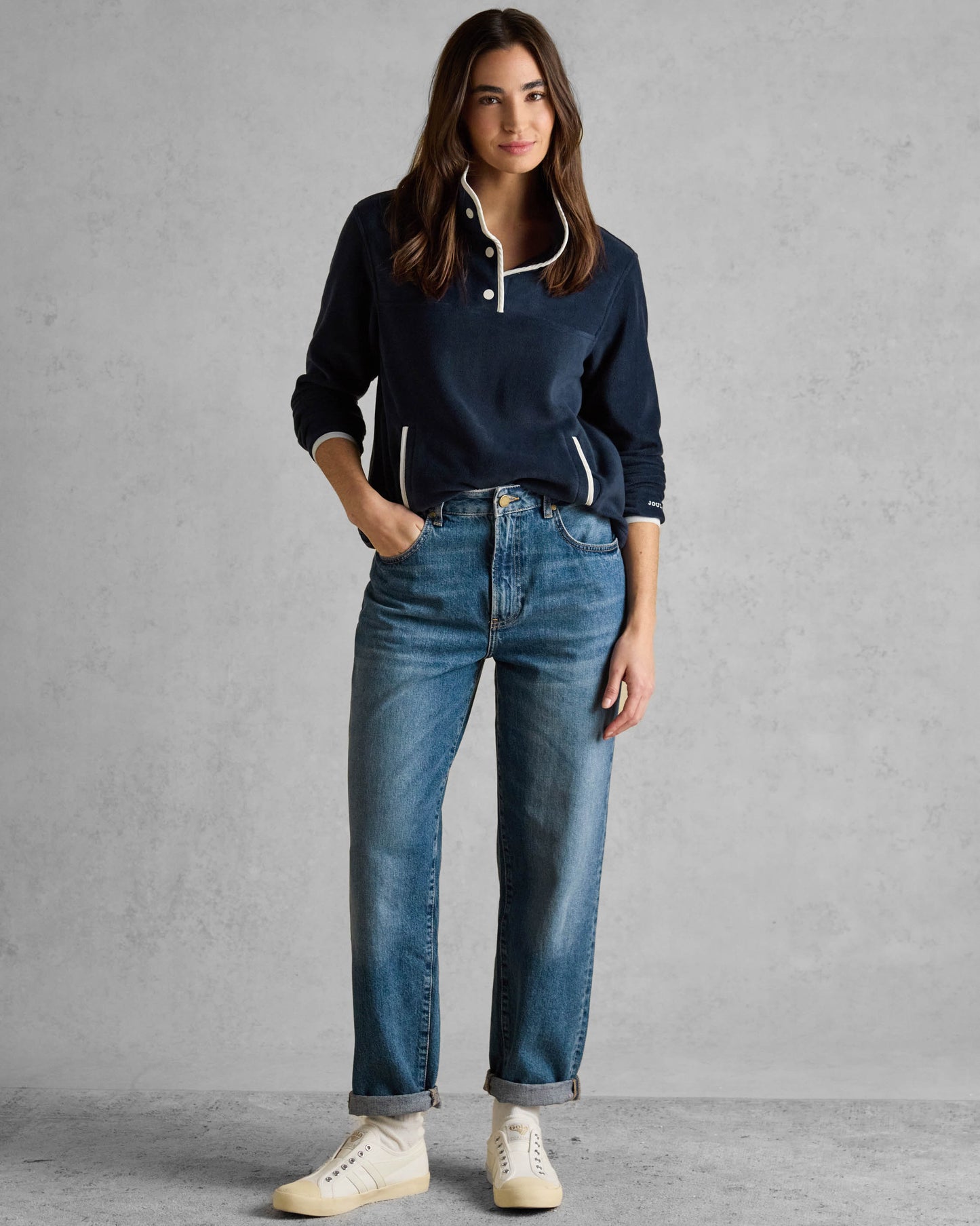 Joules Lulworth Womens 1/4 Zip Funnel Neck Fleece - Navy - CHO - Designer 