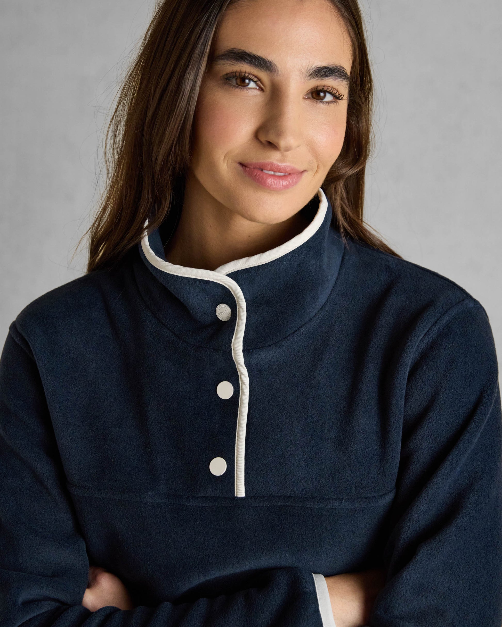 Joules Lulworth Womens 1/4 Zip Funnel Neck Fleece - Navy - CHO - Designer 