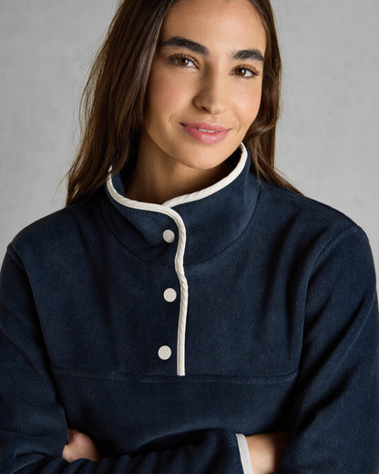 Joules Lulworth Womens 1/4 Zip Funnel Neck Fleece - Navy - CHO - Designer 