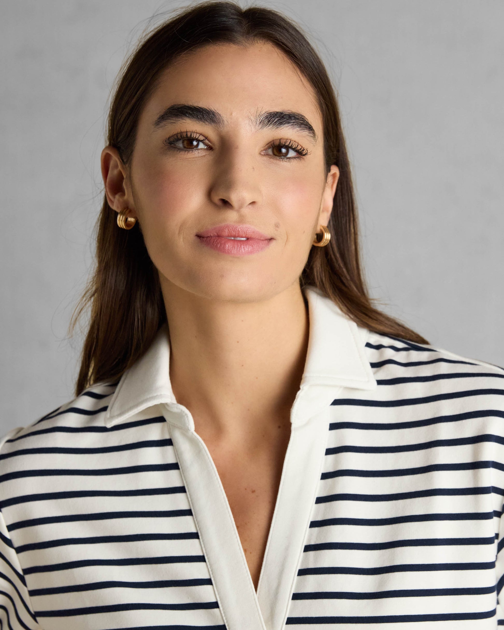 Joules Tallie Sweat Womens Collared Top - Navy/Cream - CHO - Designer 