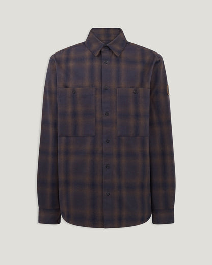 Belstaff Outpost Mens Flannel Shirt  Major - Brown / Dark Ink / Charcoal