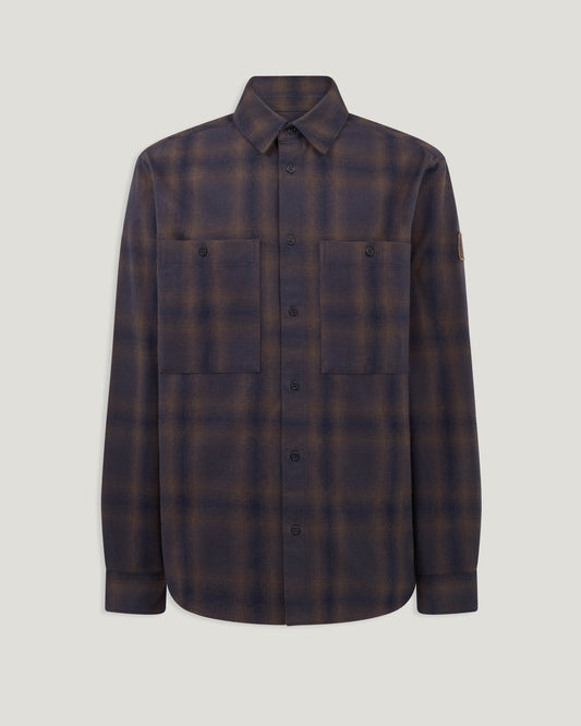Belstaff Outpost Mens Flannel Shirt  Major - Brown / Dark Ink / Charcoal