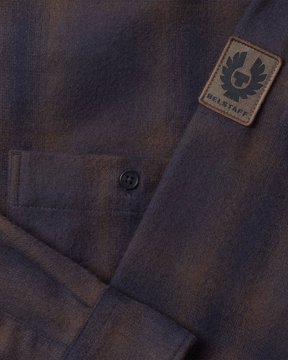 Belstaff Outpost Mens Flannel Shirt  Major - Brown / Dark Ink / Charcoal