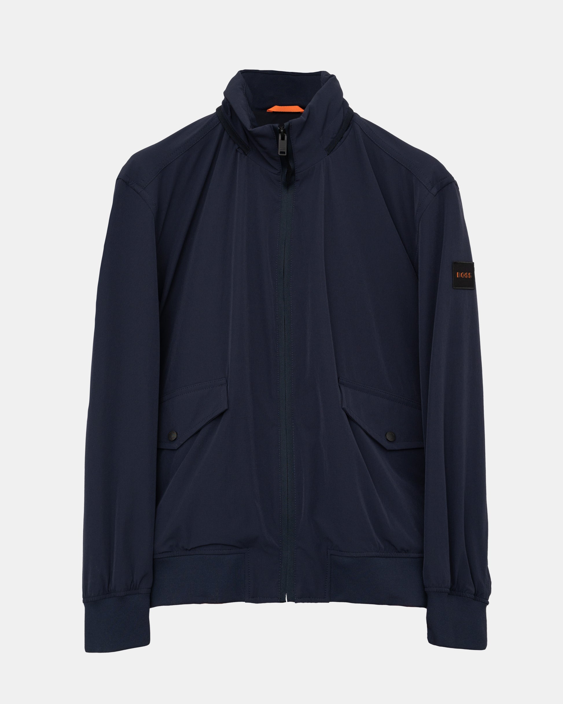 BOSS Orange Ohice Mens Water-Repellent Bomber Jacket with Packable Hood - Dark Blue 404 | CHO | Designer Mens Bomber Jackets