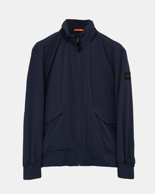 BOSS Orange Ohice Mens Water-Repellent Bomber Jacket with Packable Hood - Dark Blue 404 | CHO | Designer Mens Bomber Jackets