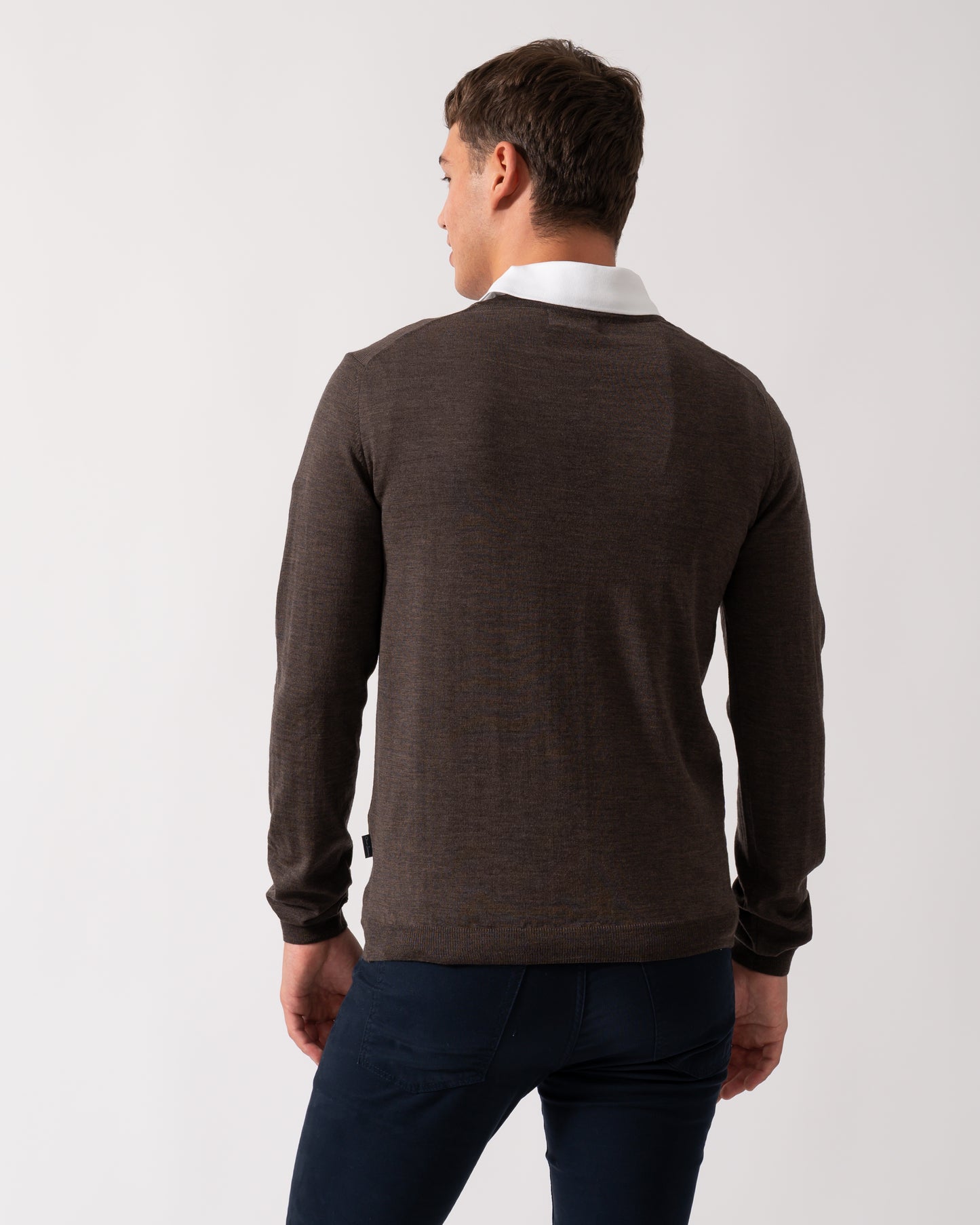 Oliver Sweeney Camber Mens Crew Neck Jumper - Chocolate Marl