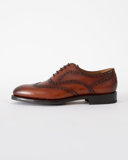 side of Oliver Sweeney Hunstanton Hand Antiqued Calf Leather Mens Oxford Shoes in Cognac