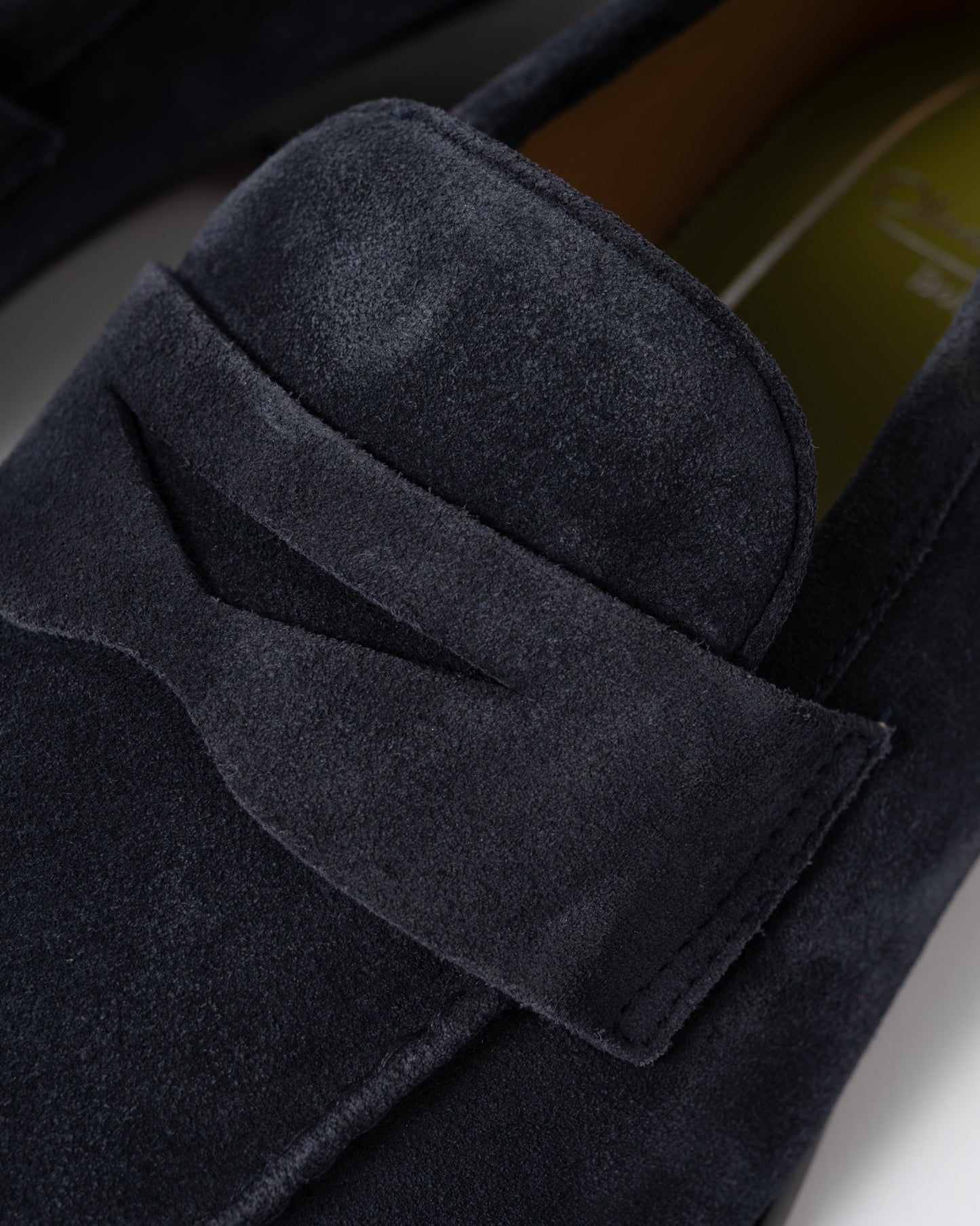 detail of a pair of Oliver Sweeney Keyworth Suede Mens Loafers in Navy