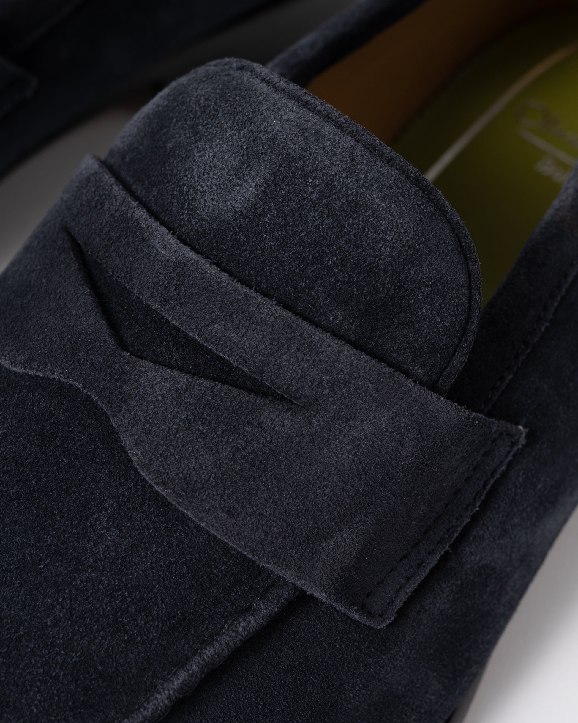 detail of a pair of Oliver Sweeney Keyworth Suede Mens Loafers in Navy