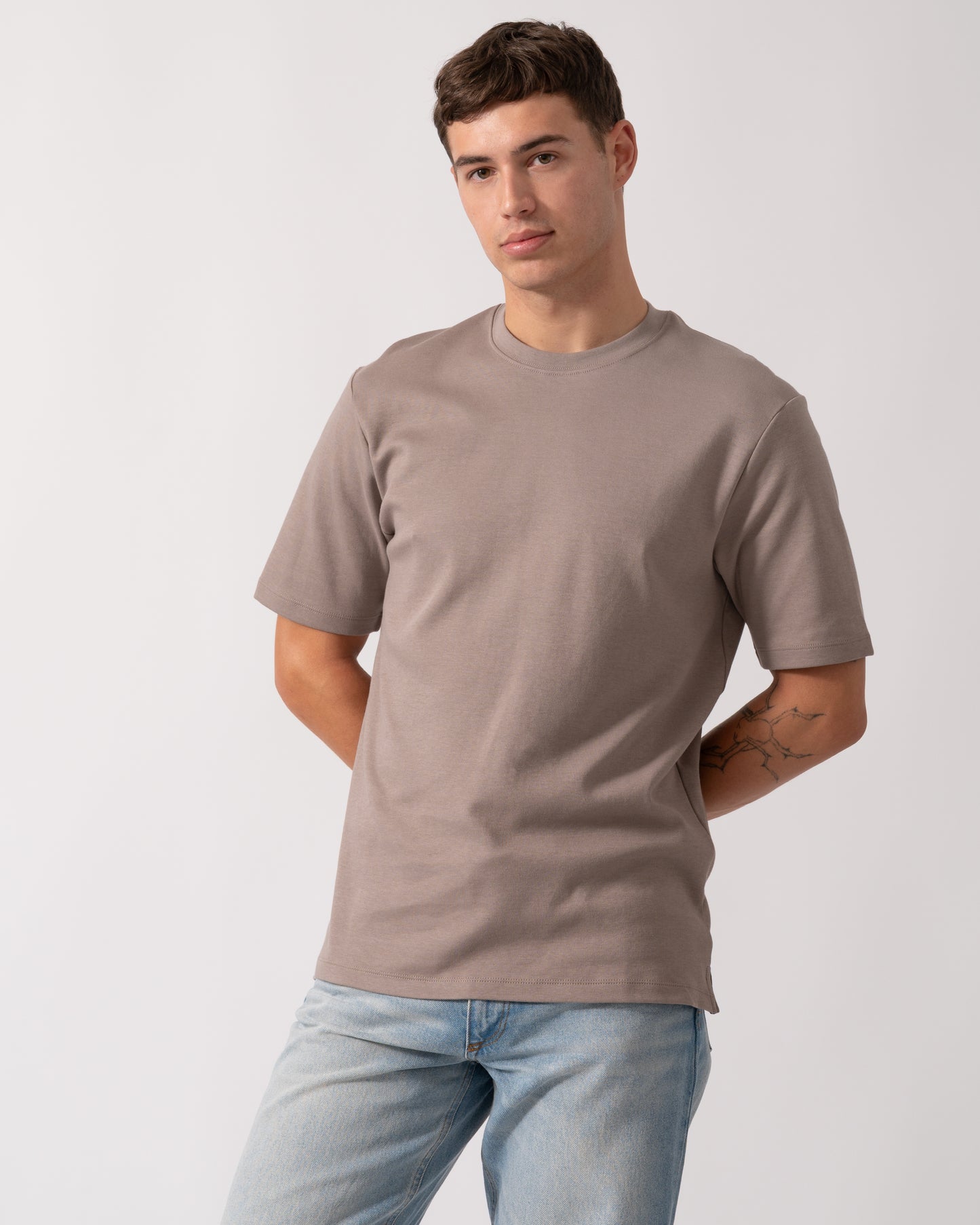 Oliver Sweeney Palmela Mens Crew Neck T-Shirt - Mushroom